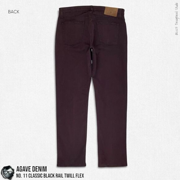 AGAVE DENIM NO. 11 CLASSIC BLACK RAIL TWILL FLEX JEANS IN RAISIN MEN’S SIZE 36 - Picture 5 of 16